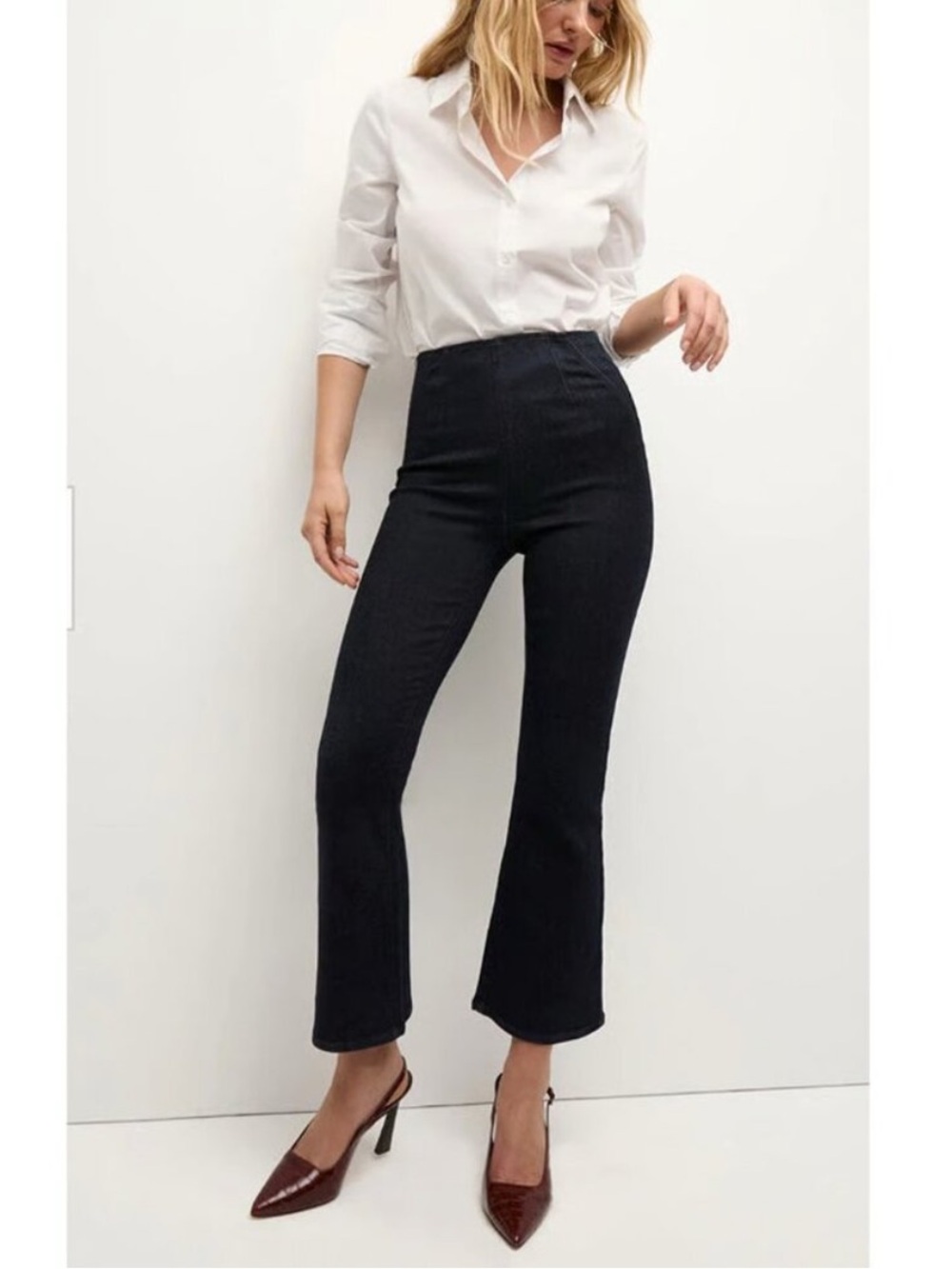 Veronica Beard Jeans Crosbie Wide Straight Leg Crop High Rise in Oxford